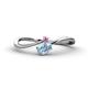 1 - Lucie Bold Oval Cut Aquamarine and Round Pink Sapphire 2 Stone Promise Ring 