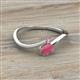 2 - Lucie Bold Oval Cut Rhodolite Garnet and Round Pink Sapphire 2 Stone Promise Ring 