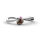 1 - Lucie Bold Oval Cut Smoky Quartz and Round Pink Sapphire 2 Stone Promise Ring 