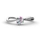 1 - Lucie Bold Oval Cut Lab Grown Diamond and Round Pink Sapphire 2 Stone Promise Ring 