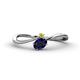 1 - Lucie Bold Oval Cut Blue Sapphire and Round Yellow Sapphire 2 Stone Promise Ring 