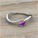 2 - Lucie Bold Oval Cut Amethyst and Round Yellow Sapphire 2 Stone Promise Ring 