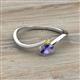 2 - Lucie Bold Oval Cut Iolite and Round Yellow Sapphire 2 Stone Promise Ring 