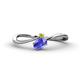 1 - Lucie Bold Oval Cut Tanzanite and Round Yellow Sapphire 2 Stone Promise Ring 