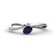 1 - Lucie Bold Oval Cut Blue Sapphire and Round White Sapphire 2 Stone Promise Ring 