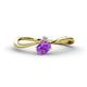 1 - Lucie Bold Oval Cut Amethyst and Round White Sapphire 2 Stone Promise Ring 