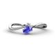 1 - Lucie Bold Oval Cut Tanzanite and Round White Sapphire 2 Stone Promise Ring 