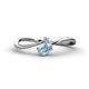 1 - Lucie Bold Oval Cut Aquamarine and Round White Sapphire 2 Stone Promise Ring 