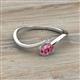 2 - Lucie Bold Oval Cut Pink Tourmaline and Round White Sapphire 2 Stone Promise Ring 