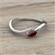 2 - Lucie Bold Oval Cut Red Garnet and Round White Sapphire 2 Stone Promise Ring 