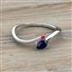2 - Lucie Bold Oval Cut Blue Sapphire and Round Ruby 2 Stone Promise Ring 