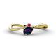 1 - Lucie Bold Oval Cut Blue Sapphire and Round Ruby 2 Stone Promise Ring 