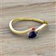 2 - Lucie Bold Oval Cut Blue Sapphire and Round Ruby 2 Stone Promise Ring 