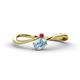 1 - Lucie Bold Oval Cut Aquamarine and Round Ruby 2 Stone Promise Ring 