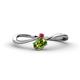 1 - Lucie Bold Oval Cut Peridot and Round Ruby 2 Stone Promise Ring 