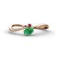 1 - Lucie Bold Oval Cut Emerald and Round Ruby 2 Stone Promise Ring 