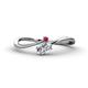 Lucie Bold Oval Cut Diamond and Round Ruby 2 Stone Promise Ring 