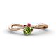 1 - Lucie Bold Oval Cut Peridot and Round Ruby 2 Stone Promise Ring 
