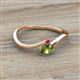 2 - Lucie Bold Oval Cut Peridot and Round Ruby 2 Stone Promise Ring 
