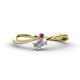 1 - Lucie Bold Oval Cut White Sapphire and Round Ruby 2 Stone Promise Ring 
