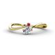1 - Lucie Bold Oval Cut Lab Grown Diamond and Round Ruby 2 Stone Promise Ring 