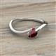 2 - Lucie Bold Oval Cut Red Garnet and Round Ruby 2 Stone Promise Ring 