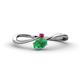 1 - Lucie Bold Oval Cut Emerald and Round Ruby 2 Stone Promise Ring 