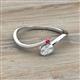 2 - Lucie Bold Oval Cut White Sapphire and Round Ruby 2 Stone Promise Ring 