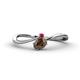 1 - Lucie Bold Oval Cut Smoky Quartz and Round Ruby 2 Stone Promise Ring 