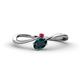 1 - Lucie Bold Oval Cut London Blue Topaz and Round Ruby 2 Stone Promise Ring 
