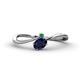 1 - Lucie Bold Oval Cut Blue Sapphire and Round Emerald 2 Stone Promise Ring 