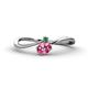 1 - Lucie Bold Oval Cut Pink Tourmaline and Round Emerald 2 Stone Promise Ring 