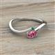 2 - Lucie Bold Oval Cut Pink Tourmaline and Round Emerald 2 Stone Promise Ring 