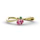 1 - Lucie Bold Oval Cut Pink Tourmaline and Round Emerald 2 Stone Promise Ring 