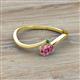2 - Lucie Bold Oval Cut Pink Tourmaline and Round Emerald 2 Stone Promise Ring 