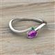 2 - Lucie Bold Oval Cut Amethyst and Round Emerald 2 Stone Promise Ring 