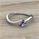 2 - Lucie Bold Oval Cut Iolite and Round Emerald 2 Stone Promise Ring 