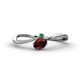 1 - Lucie Bold Oval Cut Red Garnet and Round Emerald 2 Stone Promise Ring 