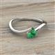 2 - Lucie Bold Oval Cut and Round Emerald 2 Stone Promise Ring 