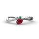 1 - Lucie Bold Oval Cut Ruby and Round Emerald 2 Stone Promise Ring 