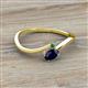 2 - Lucie Bold Oval Cut Blue Sapphire and Round Emerald 2 Stone Promise Ring 