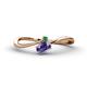 1 - Lucie Bold Oval Cut Iolite and Round Emerald 2 Stone Promise Ring 