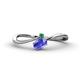 1 - Lucie Bold Oval Cut Tanzanite and Round Emerald 2 Stone Promise Ring 