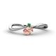 1 - Lucie Bold Oval Cut Morganite and Round Emerald 2 Stone Promise Ring 