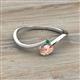 2 - Lucie Bold Oval Cut Morganite and Round Emerald 2 Stone Promise Ring 