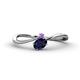 1 - Lucie Bold Oval Cut Blue Sapphire and Round Amethyst 2 Stone Promise Ring 