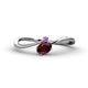 1 - Lucie Bold Oval Cut Red Garnet and Round Amethyst 2 Stone Promise Ring 