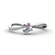 1 - Lucie Bold Oval Cut White Sapphire and Round Amethyst 2 Stone Promise Ring 