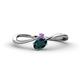 1 - Lucie Bold Oval Cut London Blue Topaz and Round Amethyst 2 Stone Promise Ring 