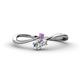 1 - Lucie Bold Oval Cut Lab Grown Diamond and Round Amethyst 2 Stone Promise Ring 